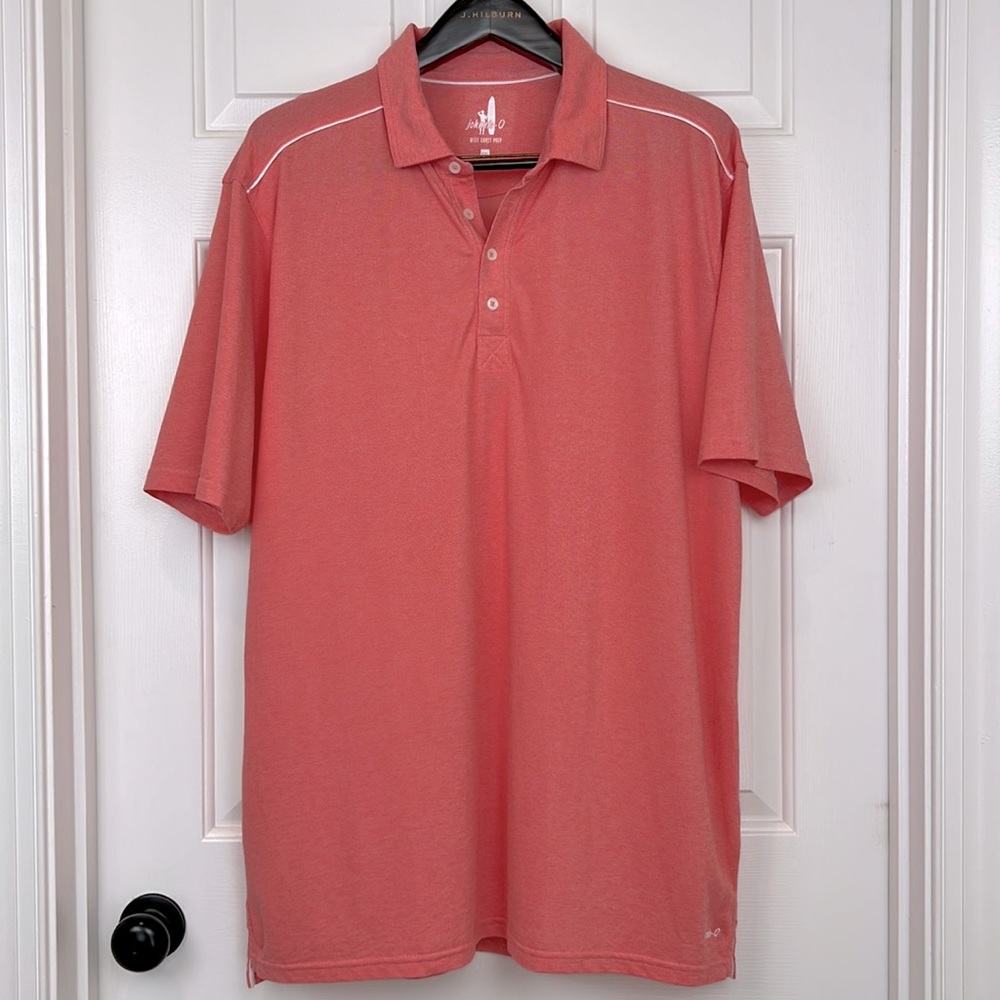 Johnnie-O Polo Shirt Short Sleeve Size XXL Salmon with White Piping